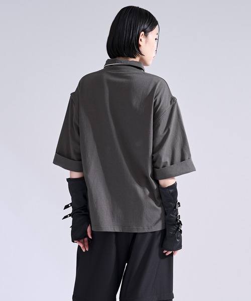 Ellno Loset(エルノロゼット)の「2wayショルダーハイネックプルオーバー(Tシャツ/カットソー・メンズ・チャコール/ブラック・SMALL/LARGE/MEDIUM)」の8枚目の写真