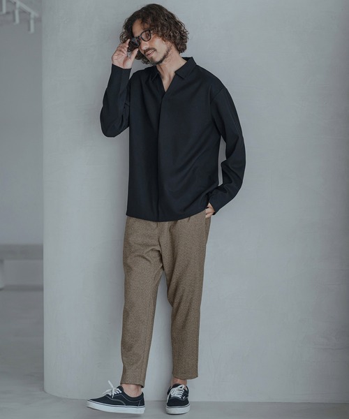 Magine(マージン)の「mp15246-Melange Herringbone Brushed Stretch Tapered Easy Pants イージーパンツ(MGN-263-022)(その他パンツ・メンズ・ブラック/ベージュ/グレー・44/46/48)」の15枚目の写真