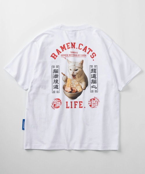 SEQUENZ（シークエンズ）の「【72】【SEQUENZ/シークエンズ】モグモグ拉麺＆スペースキャット ルーズ クルーネック Tシャツ/アニマル柄/猫好き（Tシャツ/カットソー・メンズ・ホワイト/ブラック系/ホワイト系/ブラック・L/M）」の15枚目の写真
