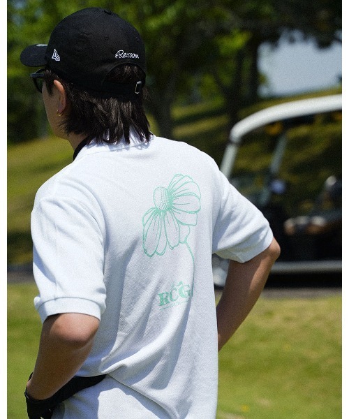 #Re:room California Golf Club(リルームカリフォルニアゴルフクラブ)の「フラワーボールプリントポロシャツ(Tシャツ/カットソー・メンズ・ブラック/ホワイト・SMALL/LARGE/MEDIUM)」の1枚目の写真