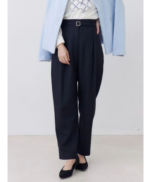 TONAL(トーナル)の「ビジューベルトカーブパンツ(スラックス・レディース・アイボリー/ネイビー/ブラウン・MEDIUM/SMALL)」の13枚目の写真
