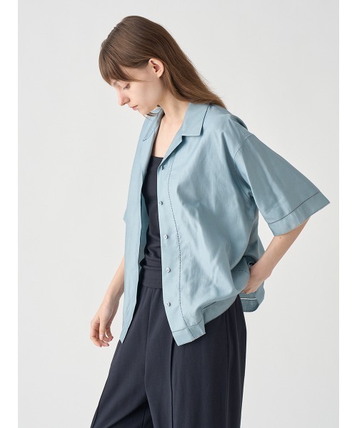 JOHN SMEDLEY(ジョンスメドレー)の「コットンモールスキンピコミシンステッチ半袖オープンカラーシャツ|FB103(シャツ/ブラウス・レディース・ブルー系その他・F)」の5枚目の写真