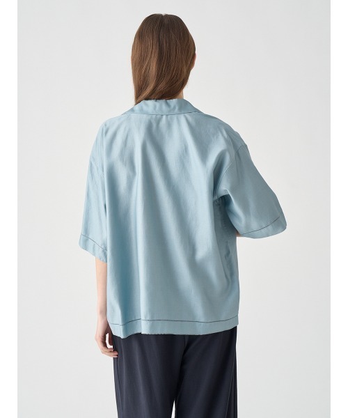 JOHN SMEDLEY(ジョンスメドレー)の「コットンモールスキンピコミシンステッチ半袖オープンカラーシャツ|FB103(シャツ/ブラウス・レディース・ブルー系その他・F)」の6枚目の写真