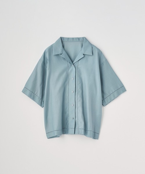 JOHN SMEDLEY(ジョンスメドレー)の「コットンモールスキンピコミシンステッチ半袖オープンカラーシャツ|FB103(シャツ/ブラウス・レディース・ブルー系その他・F)」の2枚目の写真