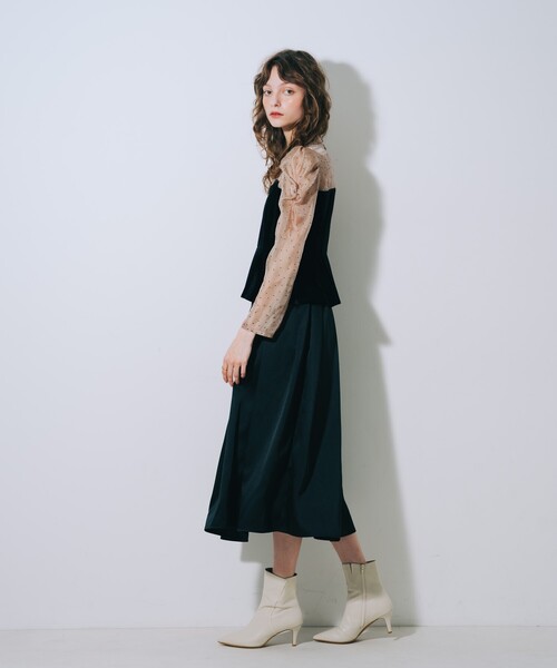 SELFIST(セルフィスト)の「サテンタックスカート(スカート・レディース・ブラック/アイボリー・36/38)」の13枚目の写真