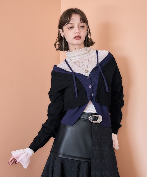 HARE(ハレ)の「2wayハイショクレイヤーVネックカーディガン(HARE)(カーディガン/ボレロ・レディース・レッド/ブラック・FREE)」の18枚目の写真