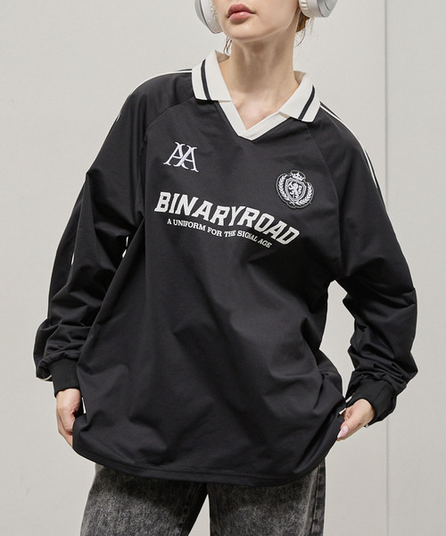 Alfred Alex(アルフレッドアレックス)の「【Alfred Alex】Oversized Soccer Game Shirt / オーバーサイズ サッカーゲームシャツ(Tシャツ/カットソー・メンズ・スミクロ/ライトグレー/ブラック/ワインレッド/ネイビー・L/M)」の6枚目の写真