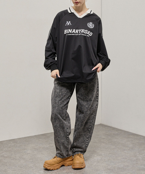 Alfred Alex(アルフレッドアレックス)の「【Alfred Alex】Oversized Soccer Game Shirt / オーバーサイズ サッカーゲームシャツ(Tシャツ/カットソー・メンズ・スミクロ/ライトグレー/ブラック/ワインレッド/ネイビー・L/M)」の11枚目の写真