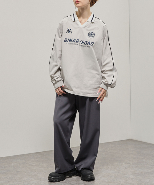 Alfred Alex(アルフレッドアレックス)の「【Alfred Alex】Oversized Soccer Game Shirt / オーバーサイズ サッカーゲームシャツ(Tシャツ/カットソー・メンズ・スミクロ/ライトグレー/ブラック/ワインレッド/ネイビー・L/M)」の17枚目の写真