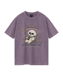 [ワイルドシュン] サマー クール ビション ピグメント オーバーサイズ 半袖Tシャツ
