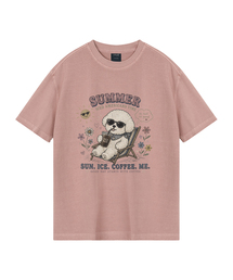 [ワイルドシュン] サマー クール ビション ピグメント オーバーサイズ 半袖Tシャツ