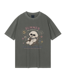 [ワイルドシュン] サマー クール ビション ピグメント オーバーサイズ 半袖Tシャツ