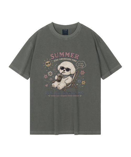 WILDROCK（ワイルドロック）の「[ワイルドシュン] サマー クール ビション ピグメント オーバーサイズ 半袖Tシャツ（Tシャツ/カットソー・レディース・ホワイト/ライトグレー/ブラック/カーキ/ピンク/ブルー/ライトパープル/チャコール・SMALL/MEDIUM/LARGE/X-SMALL/FREE）」の5枚目の写真