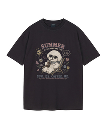 [ワイルドシュン] サマー クール ビション ピグメント オーバーサイズ 半袖Tシャツ