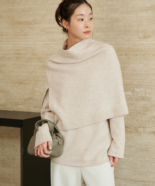 plage(プラージュ)の「《一部カラー 一部店舗・WEB限定》Snood set ニット(ニット/セーター・レディース・アイボリー/チャコールグレー/ライトグレー・FREE)」の2枚目の写真