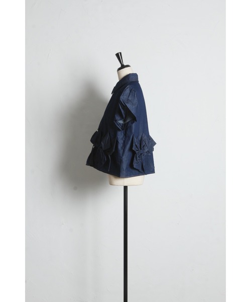 tocco closet（トッコ　クローゼット）の「【ZOZO限定】裾リボン半袖デニムブラウス（シャツ/ブラウス・レディース・ブラック/ネイビー・M）」の21枚目の写真