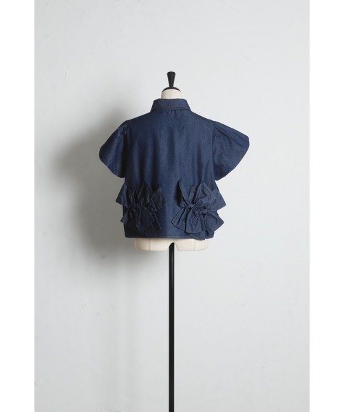 tocco closet（トッコ　クローゼット）の「【ZOZO限定】裾リボン半袖デニムブラウス（シャツ/ブラウス・レディース・ブラック/ネイビー・M）」の22枚目の写真