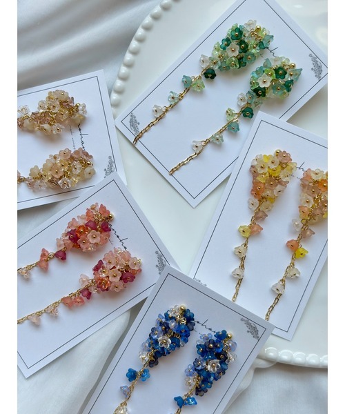 tone(トーン)の「【nanohana】フラワーシャワーピアス(MA)(ピアス(両耳用)・レディース・グリーン/イエロー/ピンク/ブラウン/ブルー・FREE)」の7枚目の写真