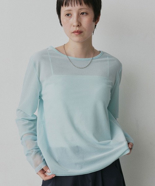ad thie(アドティエ)の「袖切替 シアー ベロア トップス(Tシャツ/カットソー・レディース・ライトブルー/ブラウン/ブラック/アイボリー・FREE)」の21枚目の写真