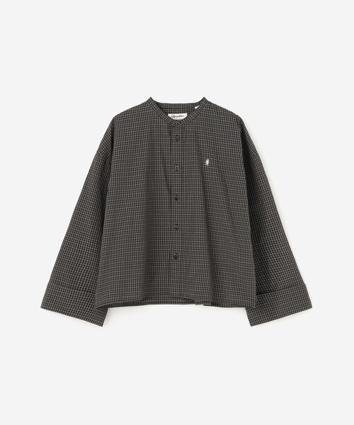 GYMPHLEX(ジムフレックス)の「Gymphlex | コットンチェック バンドカラーシャツ BLACK WOMEN(シャツ/ブラウス・レディース・ブラック系その他・12)」の2枚目の写真