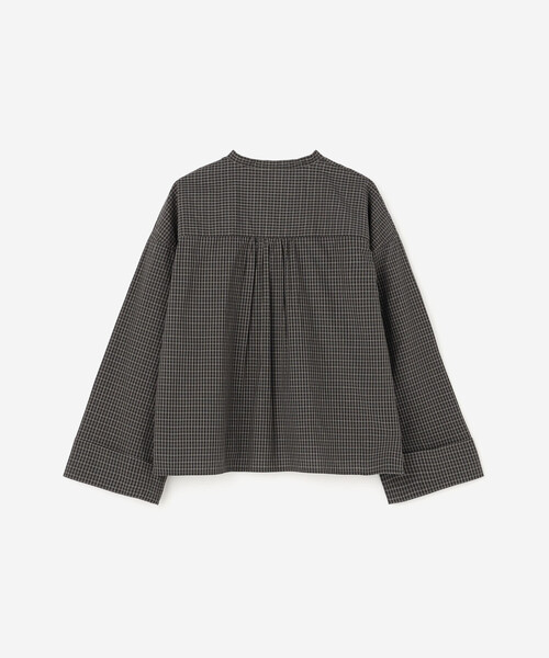GYMPHLEX(ジムフレックス)の「Gymphlex | コットンチェック バンドカラーシャツ BLACK WOMEN(シャツ/ブラウス・レディース・ブラック系その他・12)」の3枚目の写真