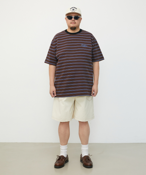 BOOVOOM（ブーブーム）の「[ビッグサイズ]レトロリディファインドボーダーティーシャツ（Tシャツ/カットソー・メンズ・ブラウン/アイボリー・XL/XXL）」の9枚目の写真