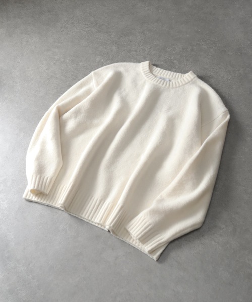 welise（ウェライズ）の「【welise/ウェライズ】ウールブレンドスムース ルーズネック ショート丈ニット（ニット/セーター・メンズ・ダークブルー/ホワイト/ボルドー/チャコールグレー・L/M/S）」の12枚目の写真
