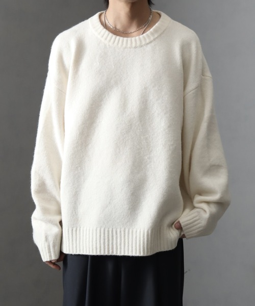 welise（ウェライズ）の「【welise/ウェライズ】ウールブレンドスムース ルーズネック ショート丈ニット（ニット/セーター・メンズ・ダークブルー/ホワイト/ボルドー/チャコールグレー・L/M/S）」の20枚目の写真
