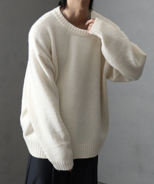 welise（ウェライズ）の「【welise/ウェライズ】ウールブレンドスムース ルーズネック ショート丈ニット（ニット/セーター・メンズ・ダークブルー/ホワイト/ボルドー/チャコールグレー・L/M/S）」の21枚目の写真