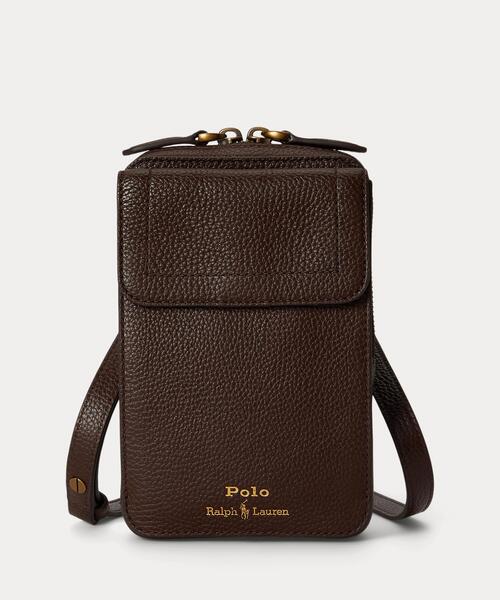 POLO RALPH LAUREN(ポロ ラルフ ローレン)の「ペブルド レザー クロスボディ フォン ポーチ(ショルダーバッグ・メンズ・ブラウン系・ONE)」の1枚目の写真