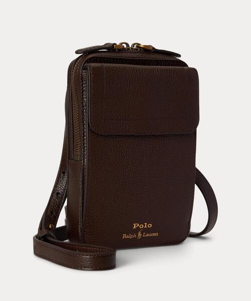 POLO RALPH LAUREN(ポロ ラルフ ローレン)の「ペブルド レザー クロスボディ フォン ポーチ(ショルダーバッグ・メンズ・ブラウン系・ONE)」の2枚目の写真