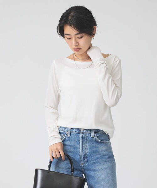 Rouge vif（ルージュヴィフ）の「シャーリングスリーブプルオーバー（Tシャツ/カットソー・レディース・ホワイト/ブラック・フリー）」の7枚目の写真