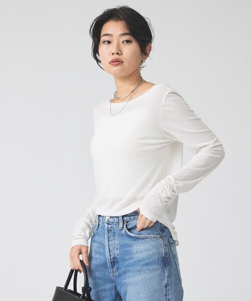 Rouge vif（ルージュヴィフ）の「シャーリングスリーブプルオーバー（Tシャツ/カットソー・レディース・ホワイト/ブラック・フリー）」の8枚目の写真