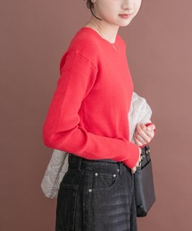 リブクルーネックニット