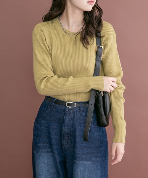 ITEMS URBANRESEARCH(アイテムズ アーバンリサーチ)の「リブクルーネックニット(ニット/セーター・レディース・オフホワイト/ブラック/グリーン系その他/レッド・FREE)」の20枚目の写真