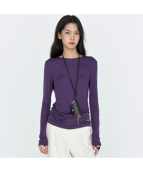 MONGDOL(モンドル)の「ウールテンセル ラウンドネック長袖Tシャツ MDTS111_6 カラー(Tシャツ/カットソー・レディース・ホワイト/ブラック/グレー系/パープル系/スカイブルー/オリーブ・S/M)」の6枚目の写真