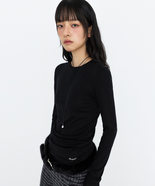MONGDOL(モンドル)の「ウールテンセル ラウンドネック長袖Tシャツ MDTS111_6 カラー(Tシャツ/カットソー・レディース・ホワイト/ブラック/グレー系/パープル系/スカイブルー/オリーブ・S/M)」の8枚目の写真