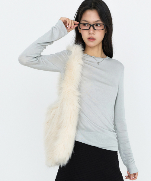 MONGDOL(モンドル)の「ウールテンセル ラウンドネック長袖Tシャツ MDTS111_6 カラー(Tシャツ/カットソー・レディース・ホワイト/ブラック/グレー系/パープル系/スカイブルー/オリーブ・S/M)」の10枚目の写真
