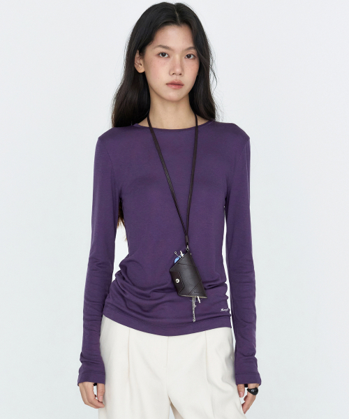 MONGDOL(モンドル)の「ウールテンセル ラウンドネック長袖Tシャツ MDTS111_6 カラー(Tシャツ/カットソー・レディース・ホワイト/ブラック/グレー系/パープル系/スカイブルー/オリーブ・S/M)」の11枚目の写真