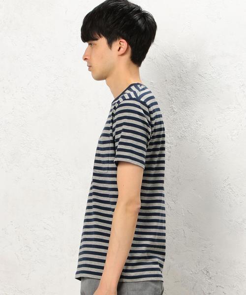 green label relaxing(グリーンレーベルリラクシング)の「KC ◎GIZA ボーダー ポケット C/N Tシャツ◆(Tシャツ/カットソー・メンズ・ホワイト/ネイビー/ベージュ・MEDIUM/SMALL/LARGE/X-LARGE)」の6枚目の写真