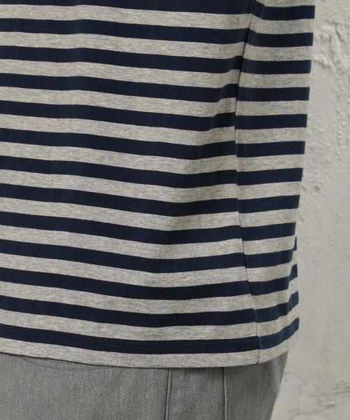 green label relaxing(グリーンレーベルリラクシング)の「KC ◎GIZA ボーダー ポケット C/N Tシャツ◆(Tシャツ/カットソー・メンズ・ホワイト/ネイビー/ベージュ・MEDIUM/SMALL/LARGE/X-LARGE)」の10枚目の写真
