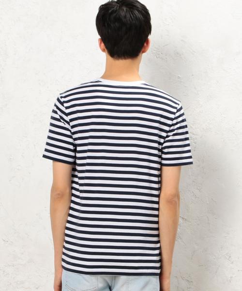 green label relaxing(グリーンレーベルリラクシング)の「KC ◎GIZA ボーダー ポケット C/N Tシャツ◆(Tシャツ/カットソー・メンズ・ホワイト/ネイビー/ベージュ・MEDIUM/SMALL/LARGE/X-LARGE)」の12枚目の写真