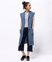 Denime | インディゴチェックガウン(シャツワンピース)