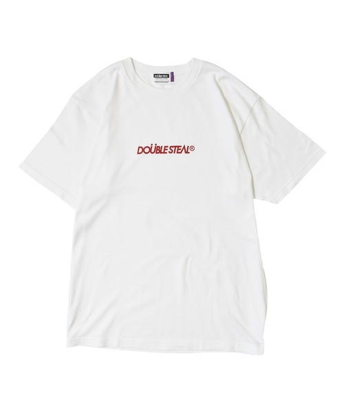 DOUBLE STEAL（ダブルスティール）の「small basic logo Tシャツ（Tシャツ/カットソー・メンズ・ネイビー/オレンジ/ブラック/ホワイト/グレー/チャコールグレー/ホワイト系その他/ブラック系その他/レッド/ホワイト×ブルー/グレイッシュベージュ・LARGE/X-LARGE/MEDIUM/XX-LARGE）」の4枚目の写真