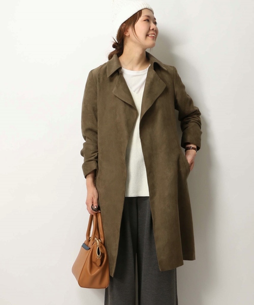 ikka（イッカ）の「フェイクスウェードテロンチコート（トレンチコート・レディース・キャメル/オリーブ・MEDIUM/LARGE）」の21枚目の写真