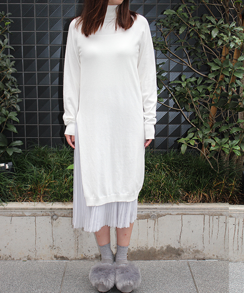 MICOAMERI（ミコアメリ）の「タートルニットプリーツコンビワンピース（ワンピース・レディース・グレー/ブラック/ホワイト/ピンク・FREE）」の20枚目の写真