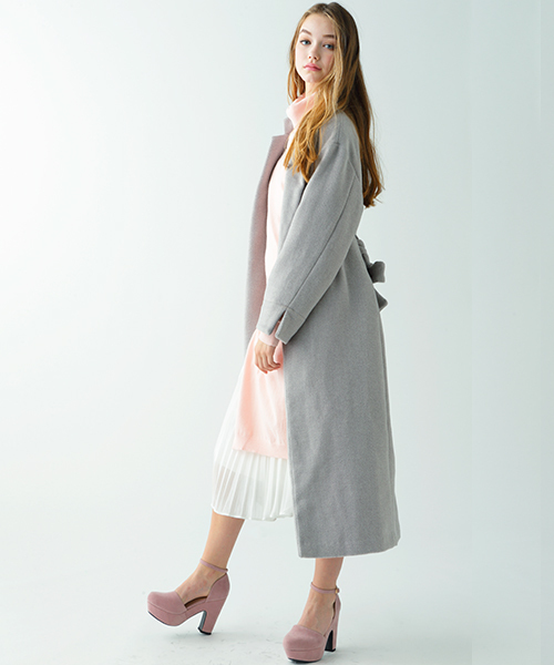 MICOAMERI（ミコアメリ）の「タートルニットプリーツコンビワンピース（ワンピース・レディース・グレー/ブラック/ホワイト/ピンク・FREE）」の11枚目の写真