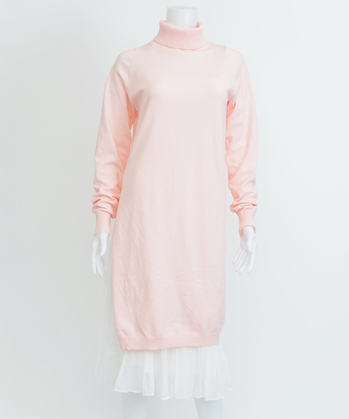 MICOAMERI（ミコアメリ）の「タートルニットプリーツコンビワンピース（ワンピース・レディース・グレー/ブラック/ホワイト/ピンク・FREE）」の12枚目の写真