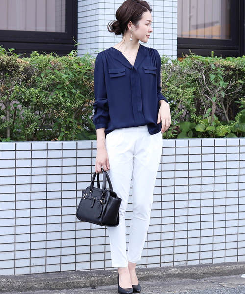 reca（レカ）の「ZOZOTOWN限定新色追加◇美脚シルエット◇快適フィット ストレッチテーパードパンツ（その他パンツ・レディース・ホワイト/ベージュ/ネイビー/ブラック/カーキ/オレンジ系その他・M/L/LL）」の8枚目の写真