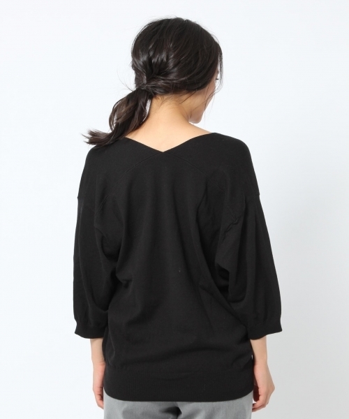 laboratory work（ラボラトリーワーク）の「抜け感ゆるVニット（ニット/セーター・レディース・杢グレー/オフホワイト/ブラック/レッド/グリーン・MEDIUM）」の18枚目の写真